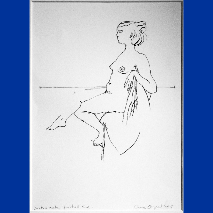 Nude with Pointed Toe, ink drawing